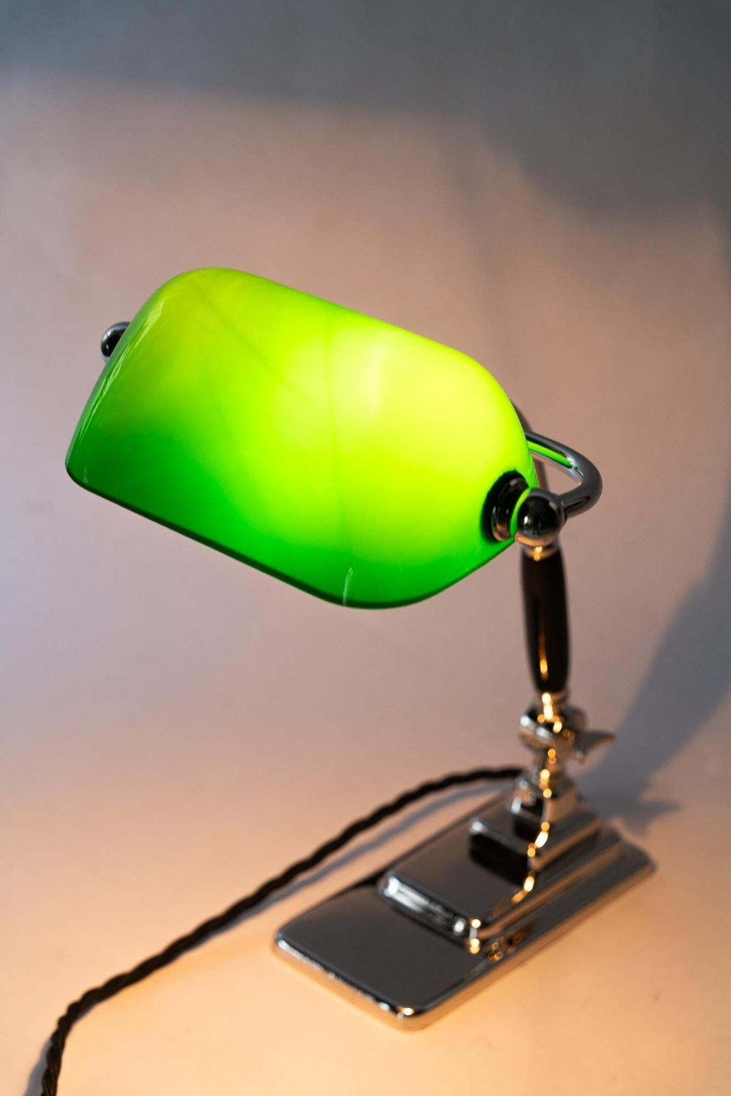 Art Deco Banker Lamp With Green Glass Shade Vienna Around 1920s photo 508.0
