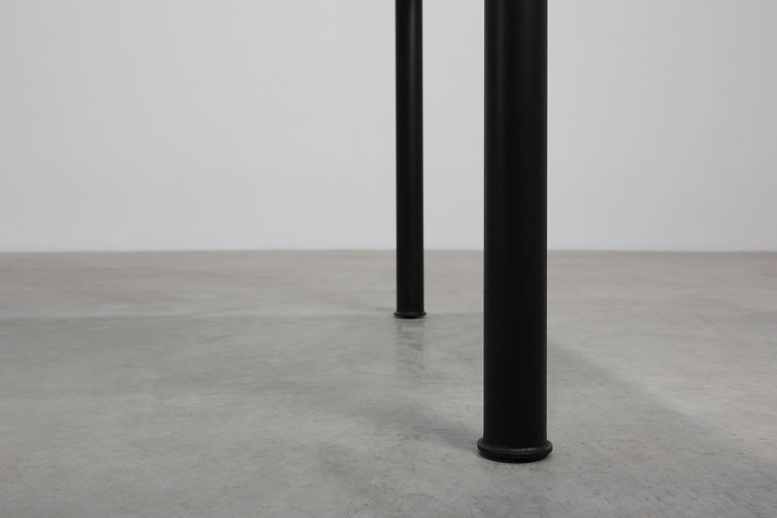 Modernist Dining Table With Black Metal Base And Glass Top, Belgium, 1980s photo vinterior
