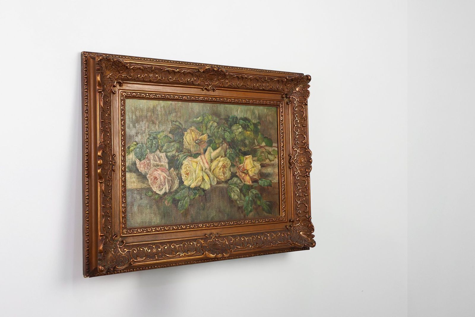 Belgian Artist, Romantic Floral Still Life, 1900, Oil Painting, Framed photo buy