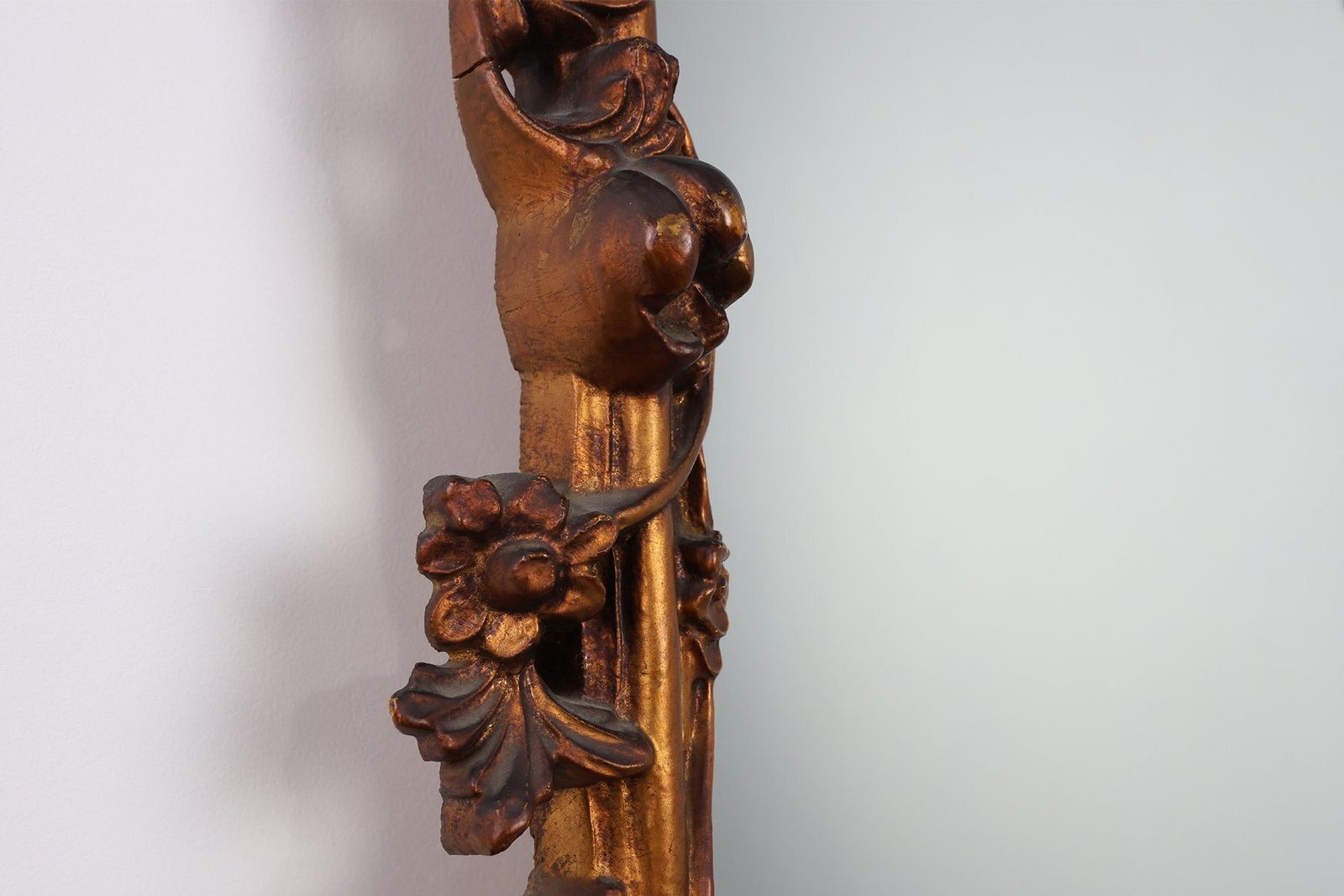 Romantic Wooden Mirror With Floral Details, France, 1950s photo 1047.0