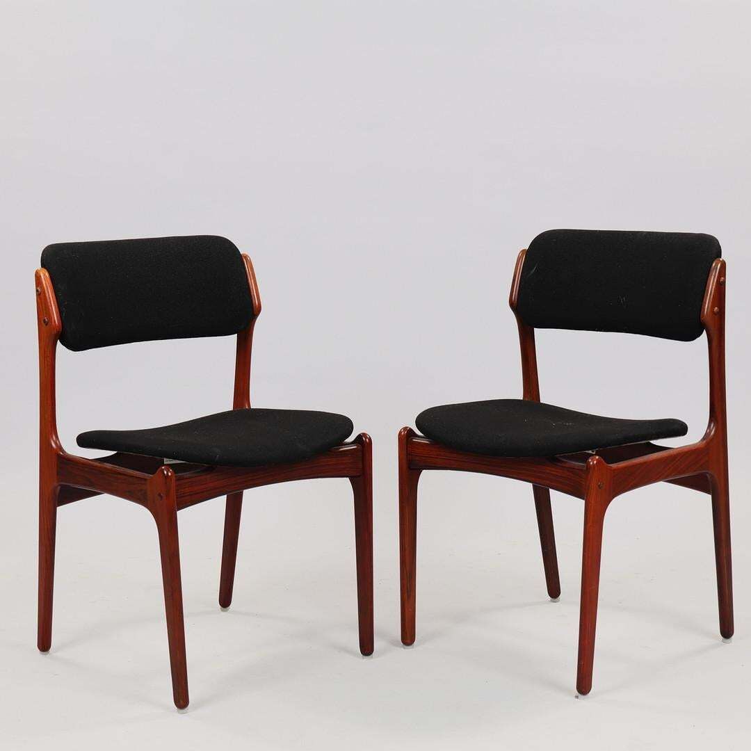 Danish Hardwood Dining Chairs Od 49 By Erik Buch Black Upholstery photo Furniture