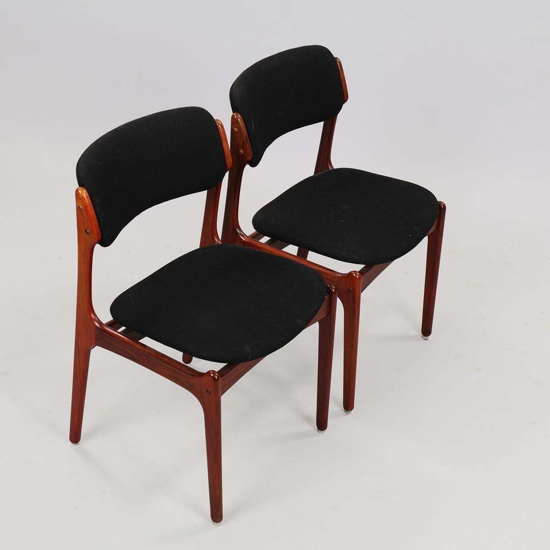 Danish Hardwood Dining Chairs Od 49 By Erik Buch Black Upholstery photo buy