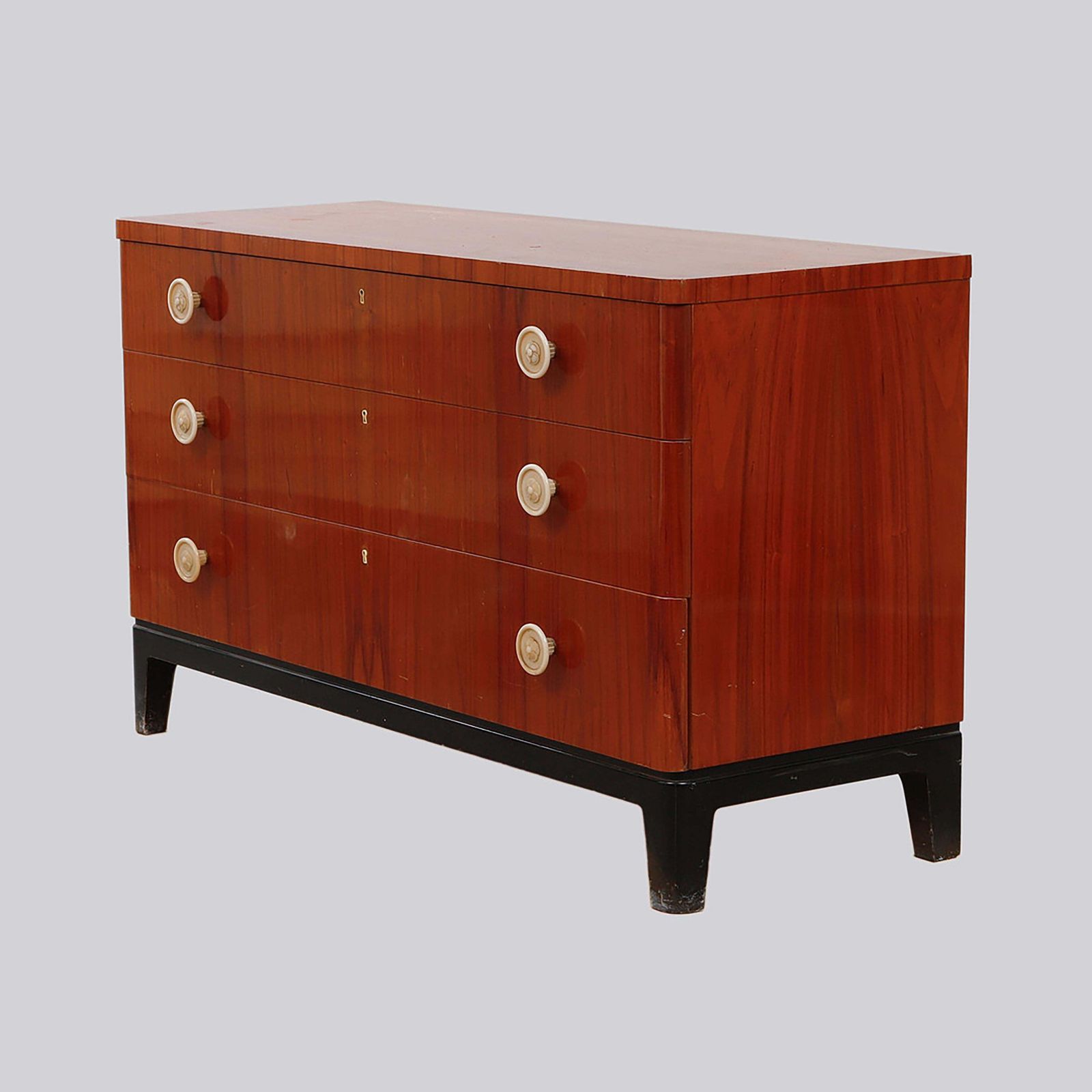 Late Art Deco Mahogany Chest Of Drawers With Bakelite Handles photo Furniture