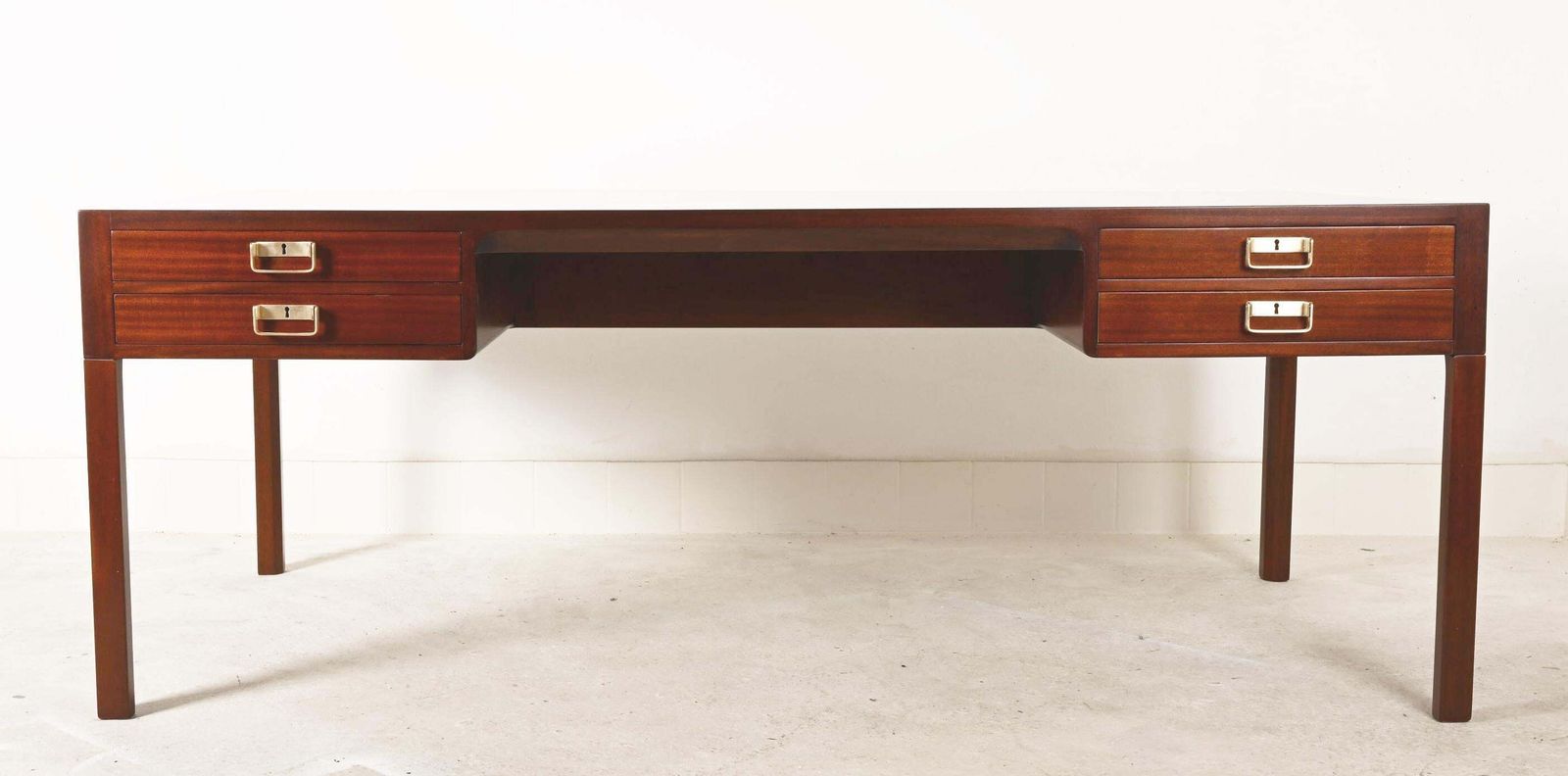 Large Danish Mahogany Desk By Bernt Petersen & Rud Rasmussen, 1960s photo for sale