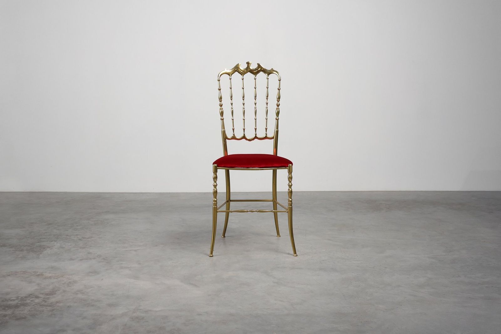 Hollywood Regency Brass Chiavari Chair From Giuseppe Gaetano Descalzi, Italy, 1950s photo for sale