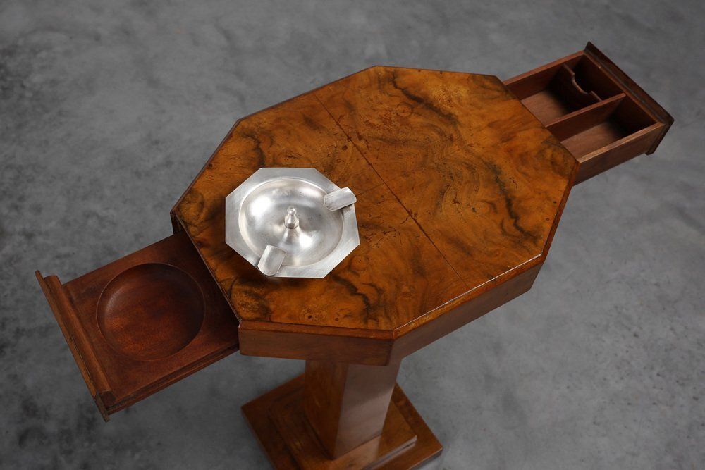 Art Deco Side Table With Drawers & Integrated Ashtray, France, 1925 photo 2093.0