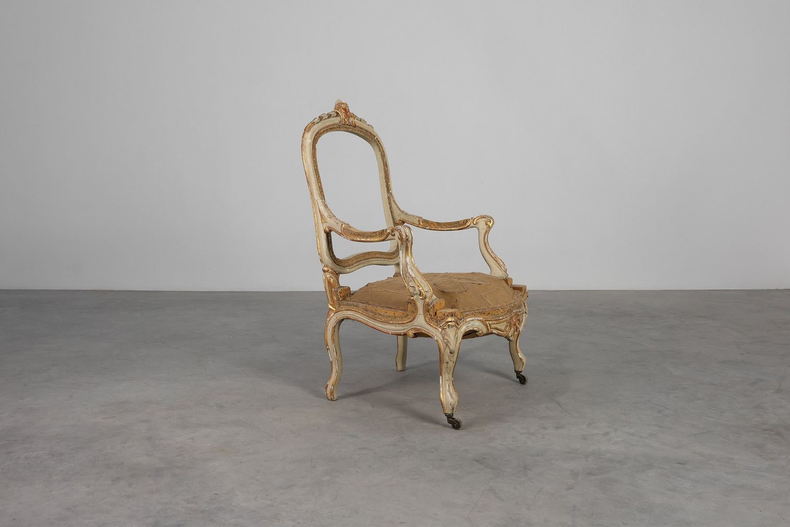 Antique French Louis XV Armchair In Carved Wood, 1800s photo for sale
