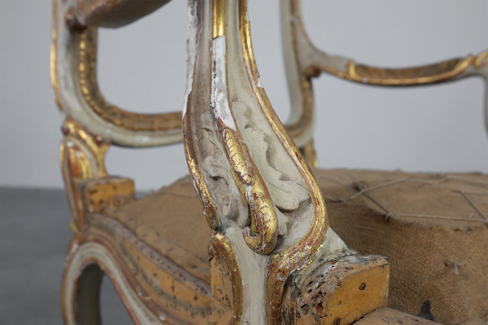 Antique French Louis XV Armchair In Carved Wood, 1800s photo Furniture