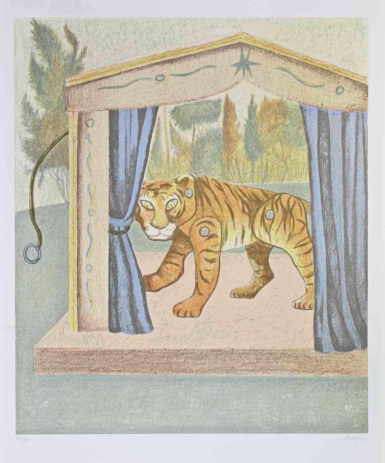Enrico Benagliathe Tiger   Lithograph By Enrico Benaglia   1990s1990s photo furniture