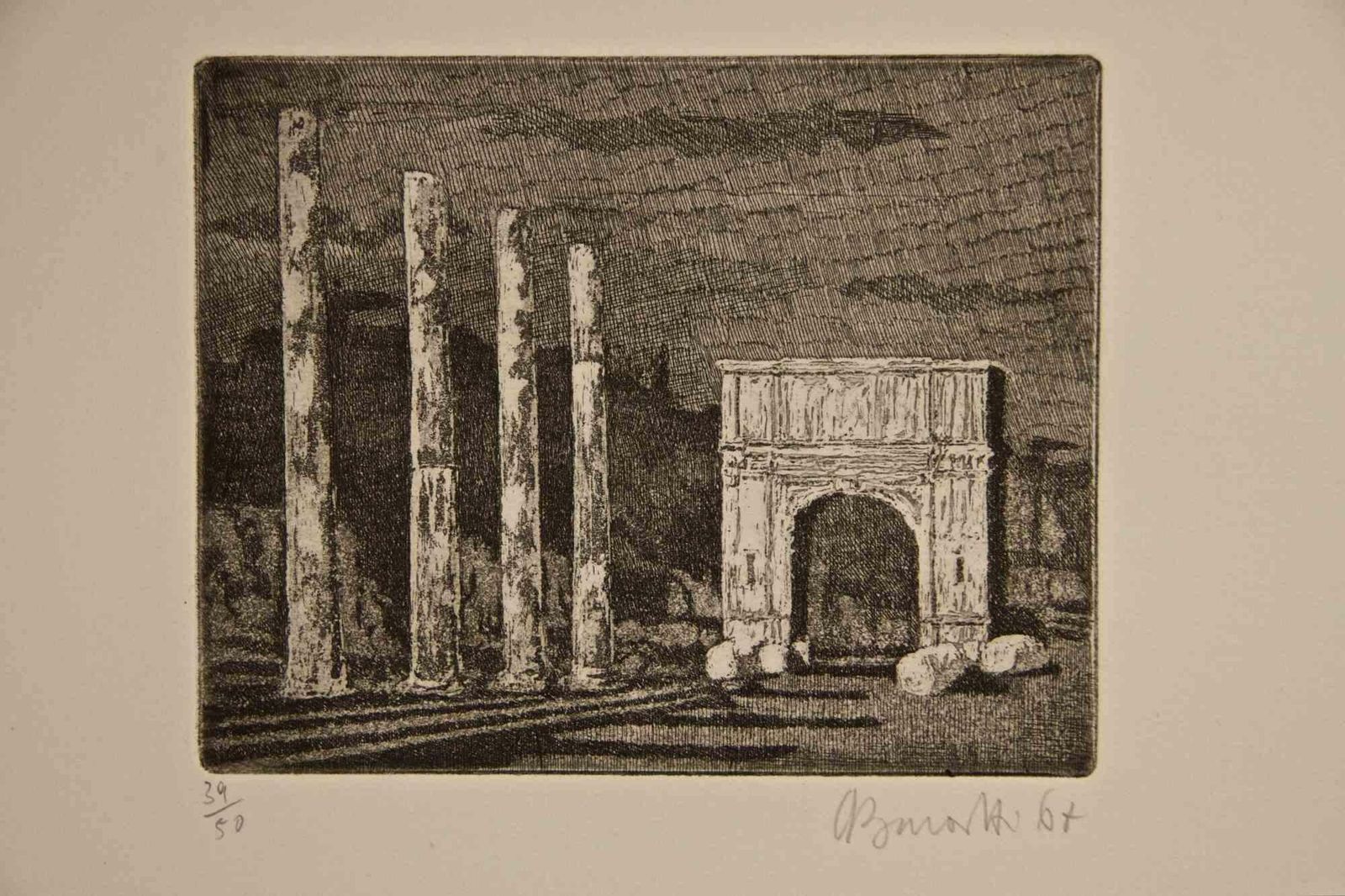 Armando Burattirome, Arch Of Titus   Etching By Armando Buratti   19671967