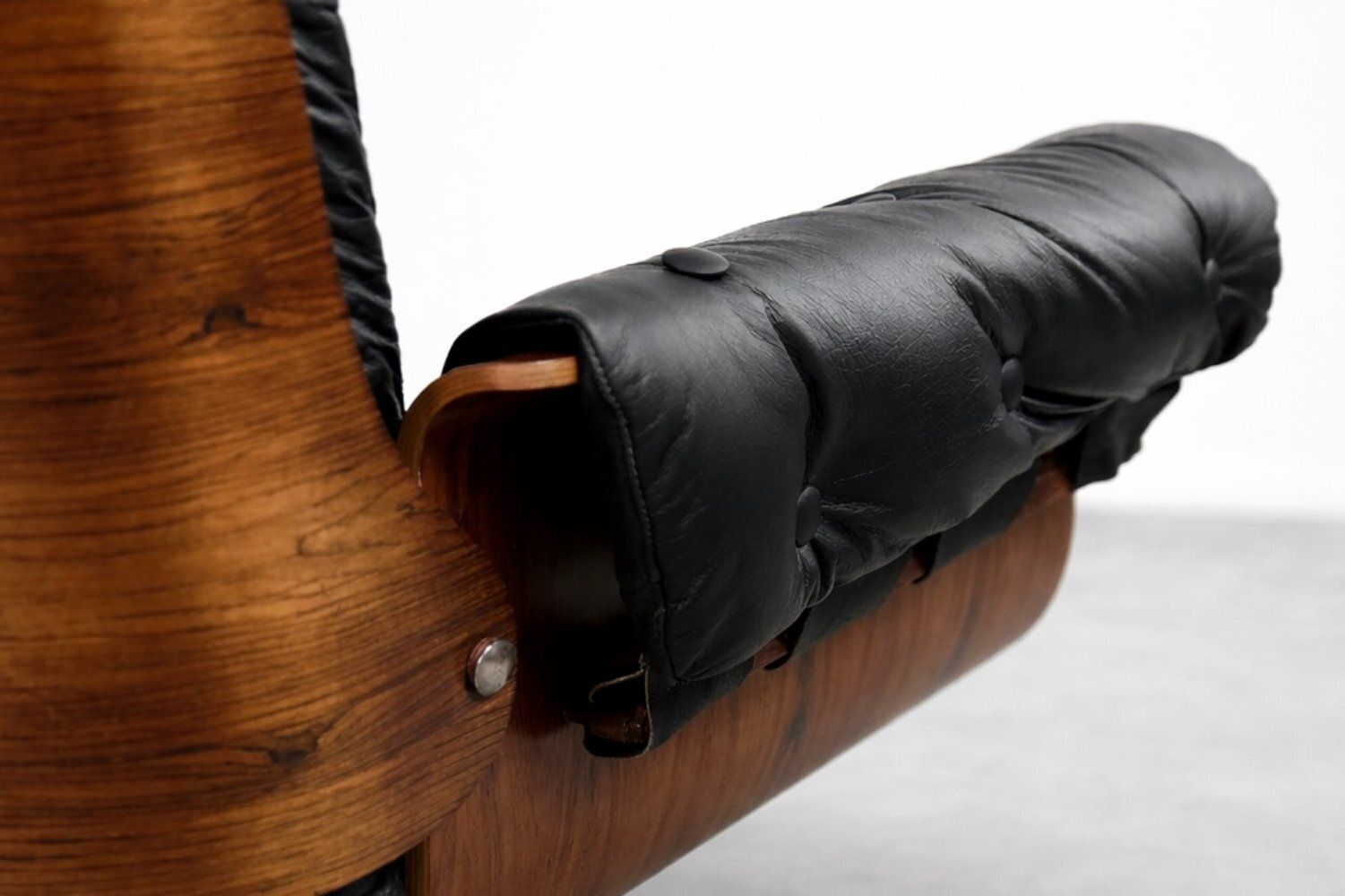 Mid Century Modern Swiss Leather And Bentwood Lounge Chair By Martin Stoll For Giroflex, 1960s photo Furniture