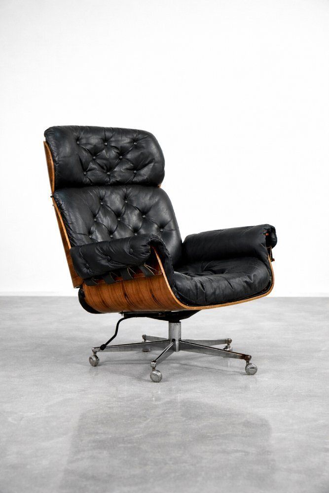 Mid Century Modern Zwitserse Leren En Bentwood Loungestoel Van Martin Stoll Voor Giroflex, Jaren 1960 photo vinterior