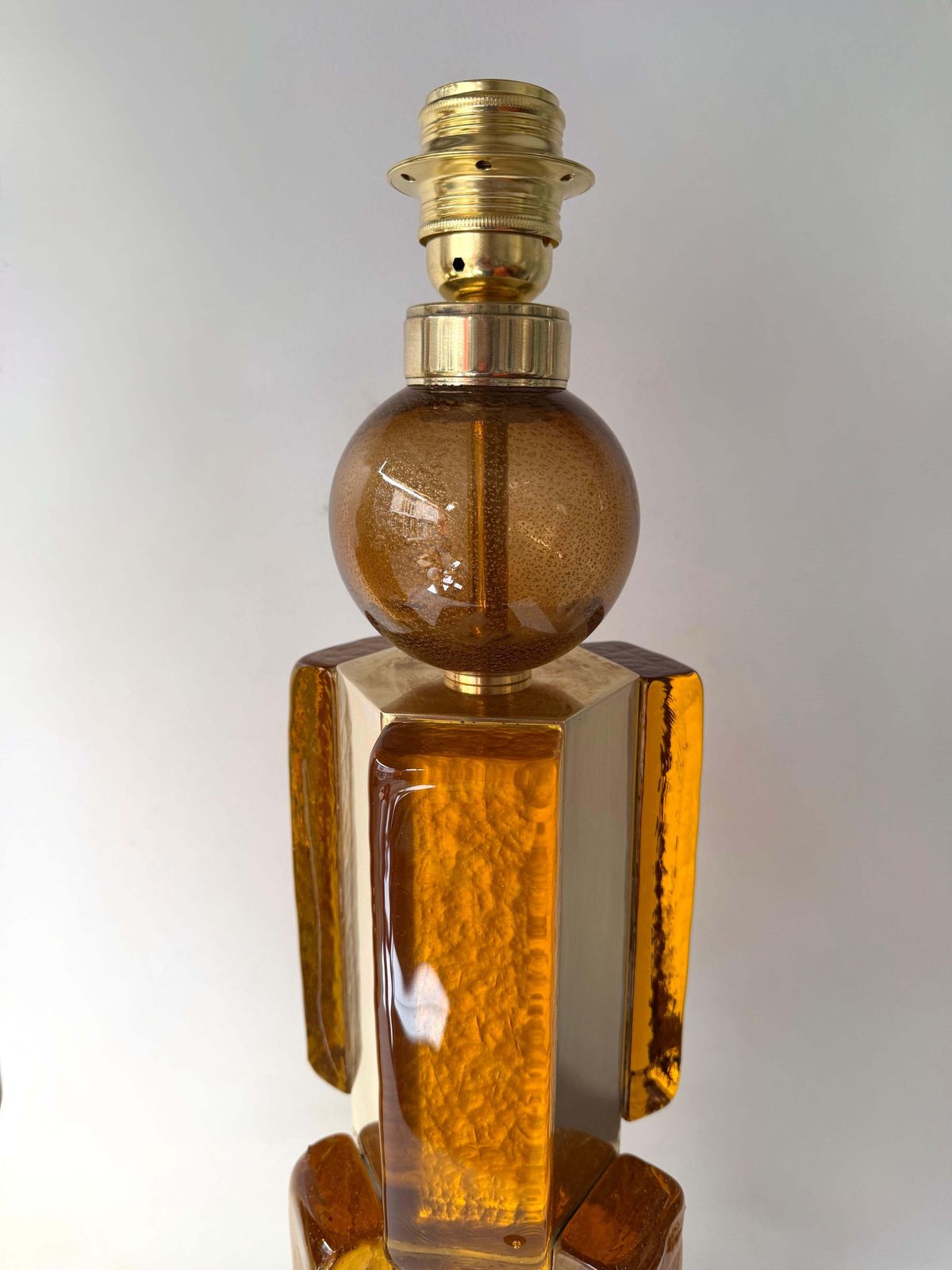 Contemporary Pair Of Brass And Murano Glass Lamps, Italy photo 4621.0