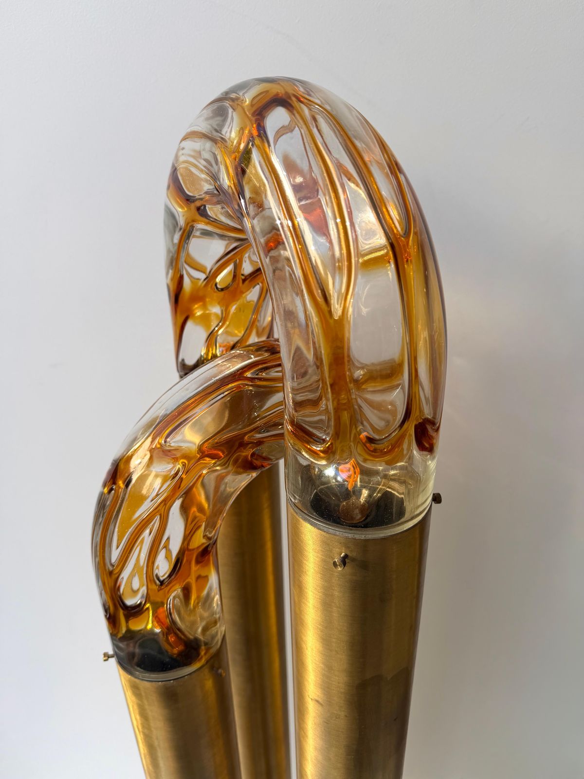 Brass Floor Lamp Murano Glass By Aldo Nason For Mazzega, Italy, 1970s photo Lighting