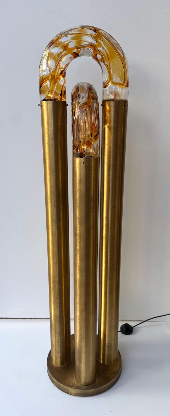 Brass Floor Lamp Murano Glass By Aldo Nason For Mazzega, Italy, 1970s photo vintage