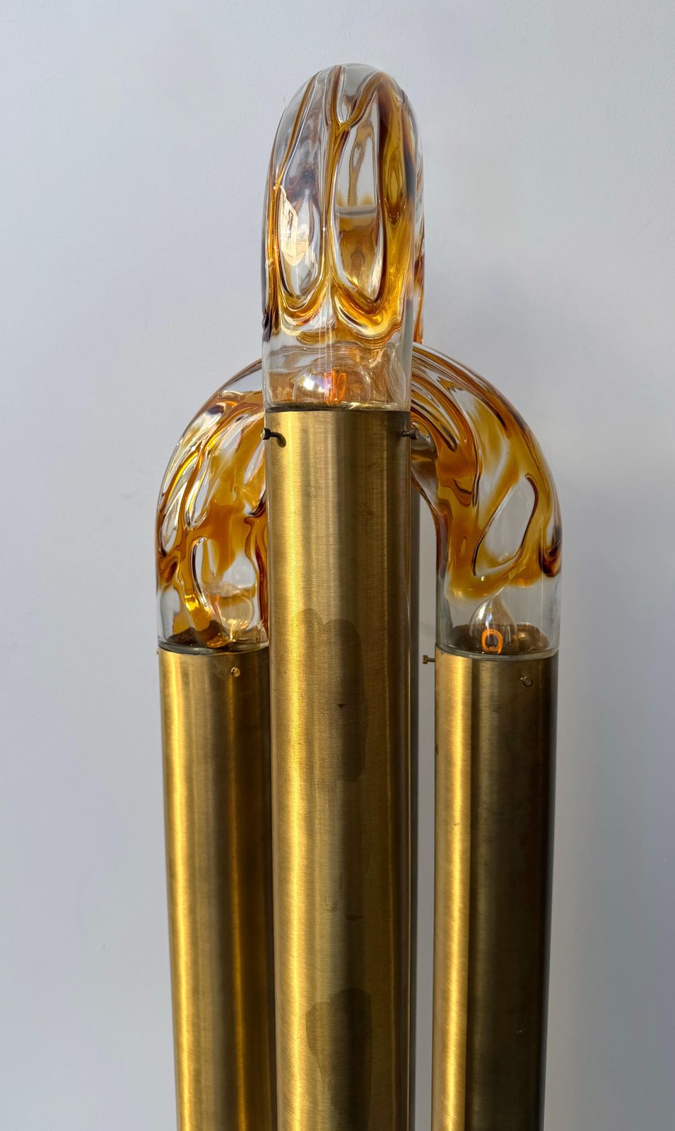 photo for sale Brass Floor Lamp Murano Glass By Aldo Nason For Mazzega, Italy, 1970s