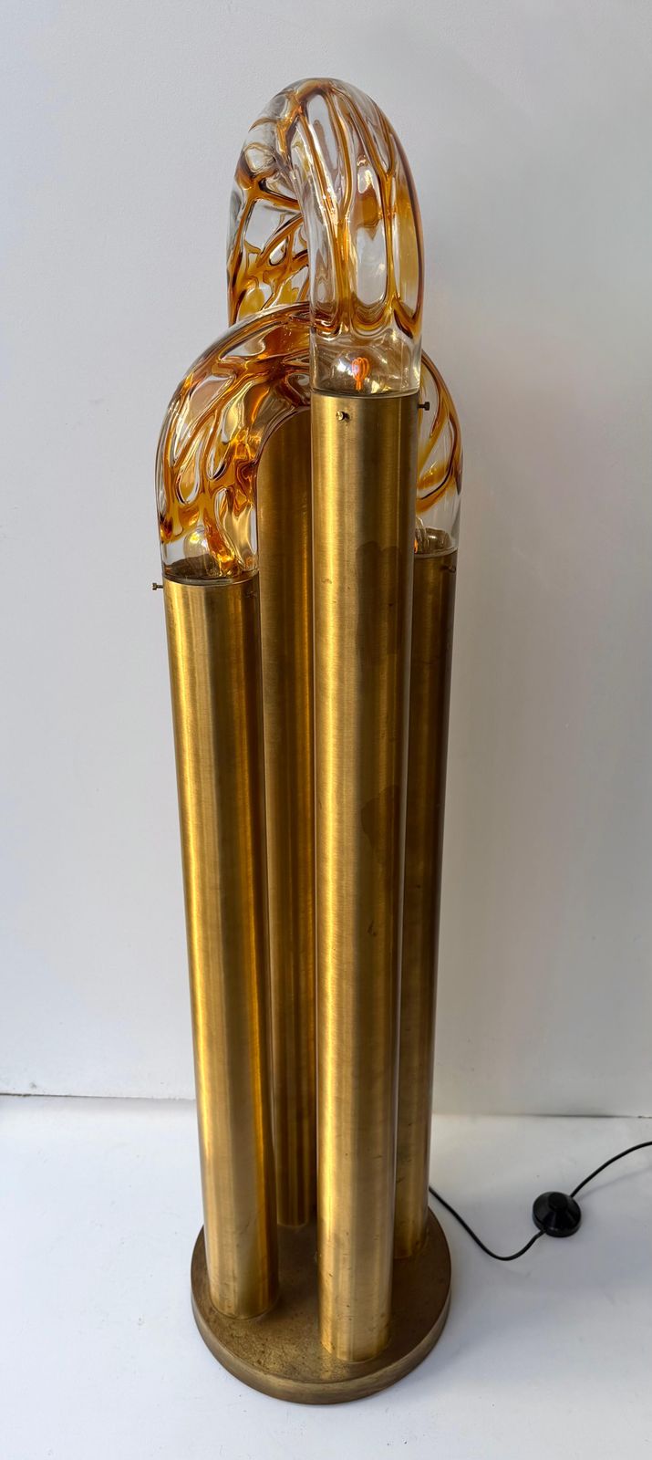 5157.0 Brass Floor Lamp Murano Glass By Aldo Nason For Mazzega, Italy, 1970s photo