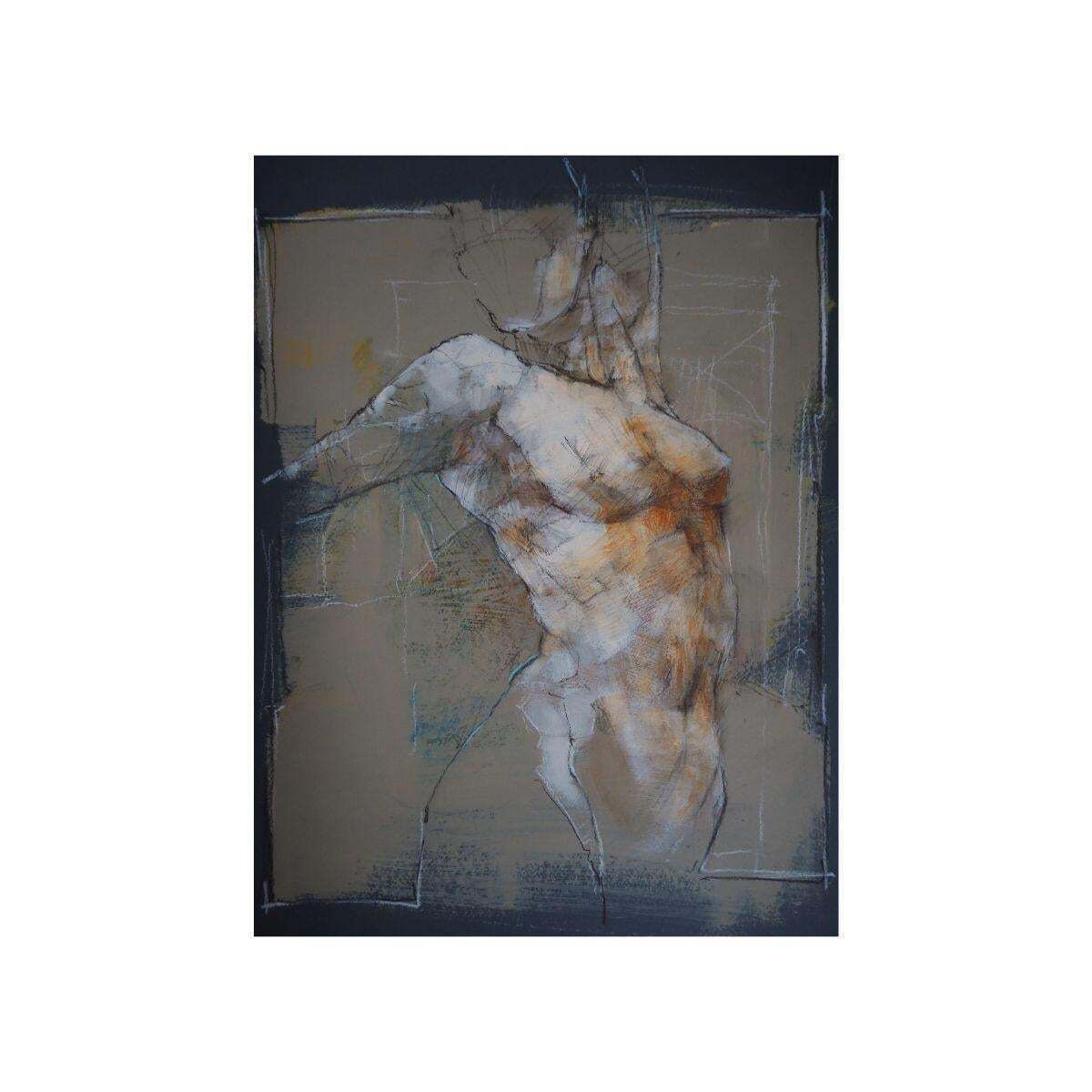 Michał Bajsarowiczoriginal Nude Female Figure Drawing   Mixed Media Paper Artwork By Polish Artist2026 photo furniture