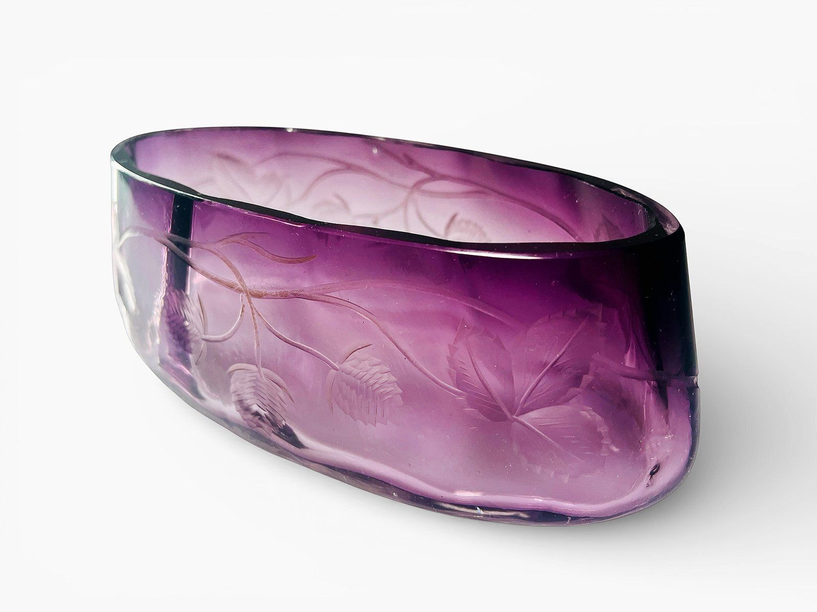 Art Nouveau Glass With Floral Cuts By Ludwig Moser, 1890s photo 523.0