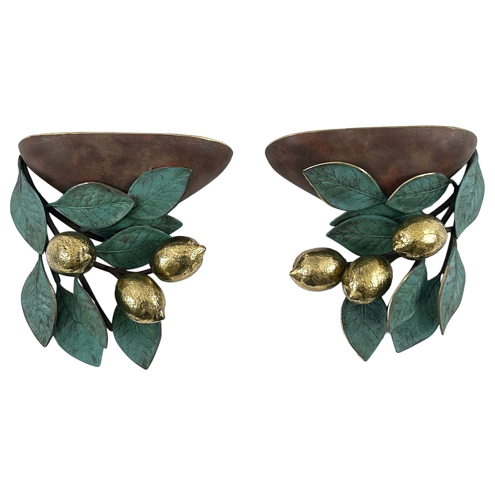 Set Of Two Rare & Amazing Mid Century Brass Lemon Sconces By Hans Möller 1970s