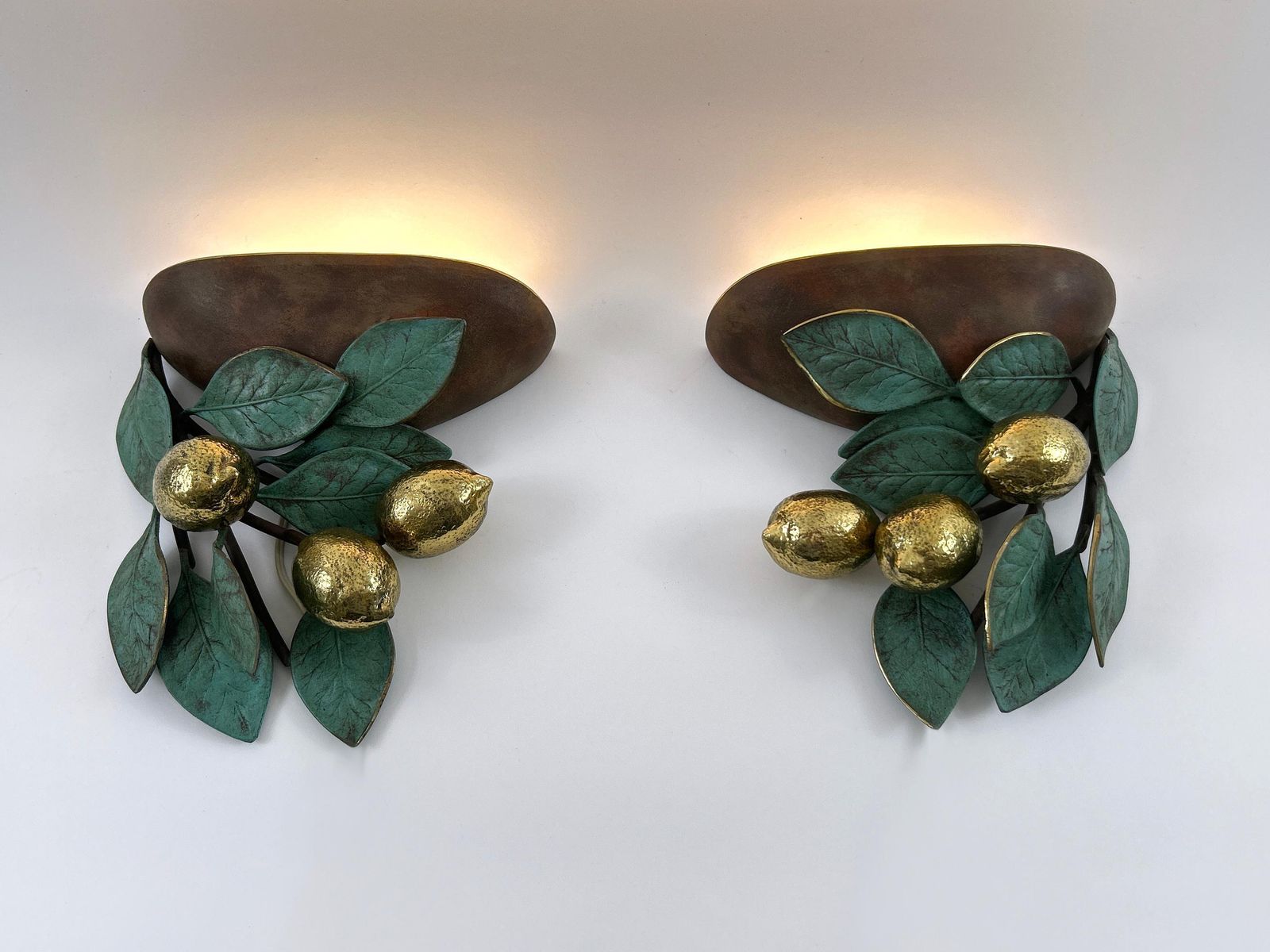 Set Of Two Rare & Amazing Mid Century Brass Lemon Sconces By Hans Möller 1970s photo vintage