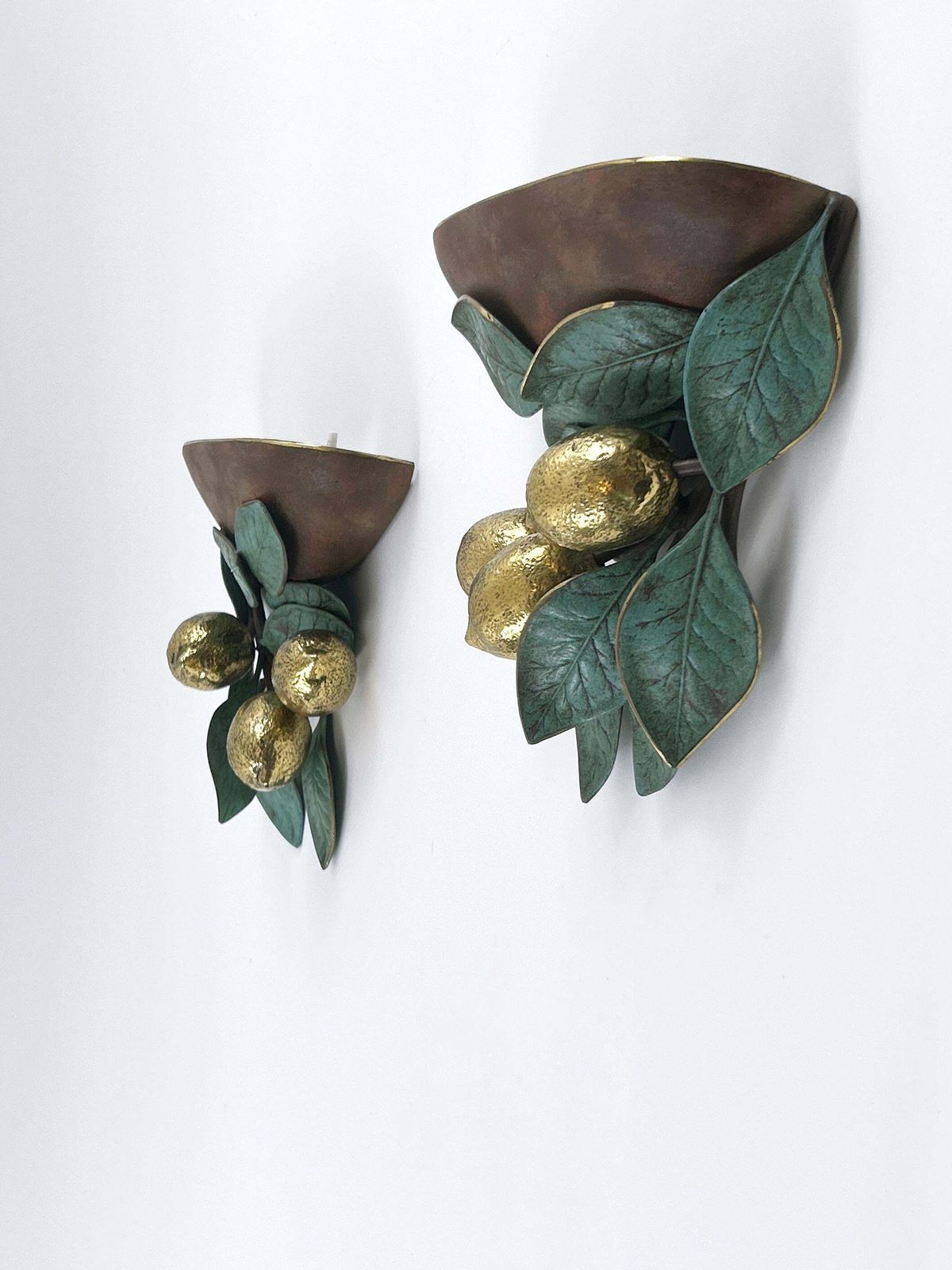 photo for sale Set Of Two Rare & Amazing Mid Century Brass Lemon Sconces By Hans Möller 1970s