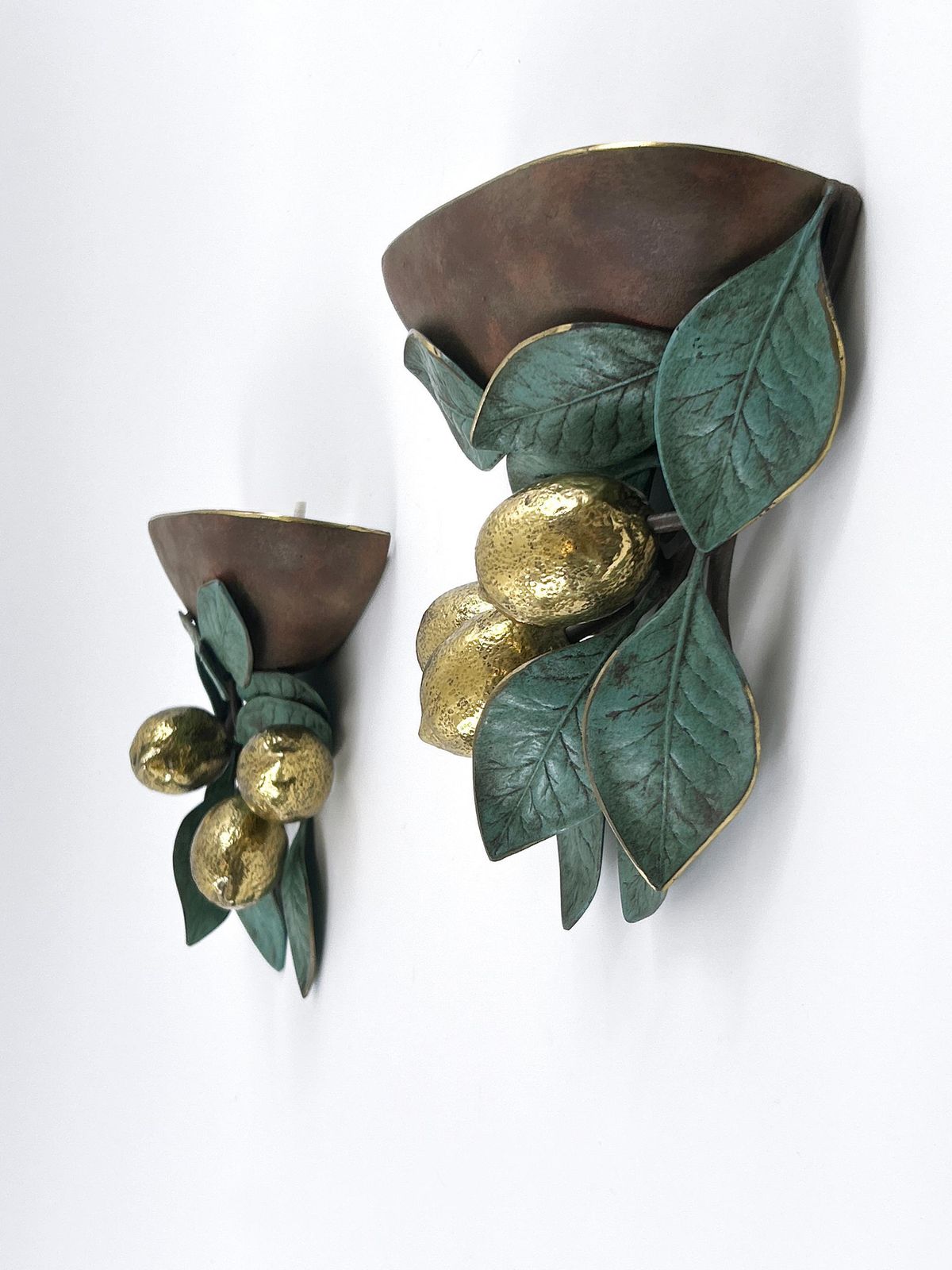 2668.0 Set Of Two Rare & Amazing Mid Century Brass Lemon Sconces By Hans Möller 1970s photo