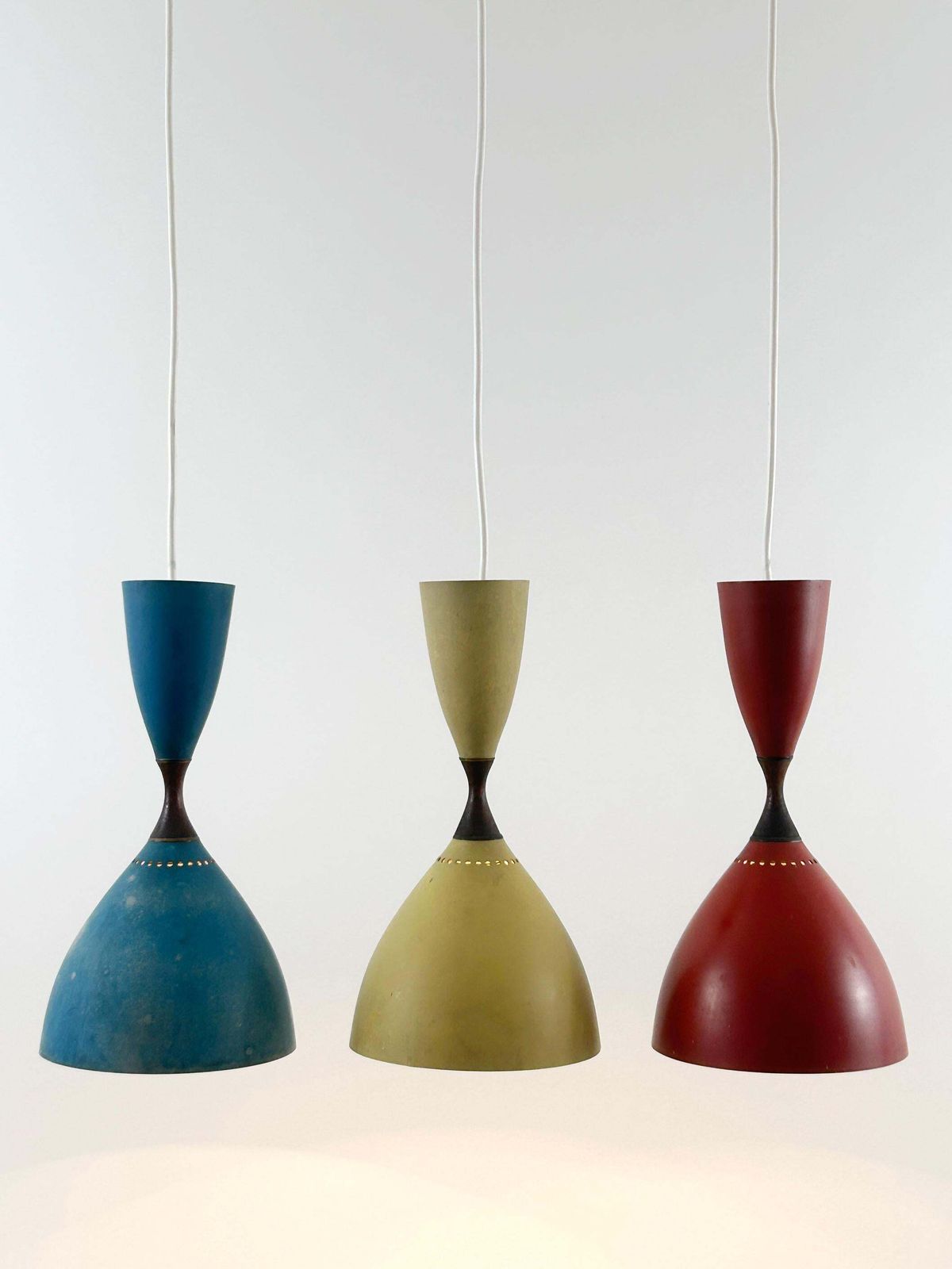 Set Of Three Diabolo Pendant Lamps By Svend Middelboe For Nordisk Solar 1958 photo for sale