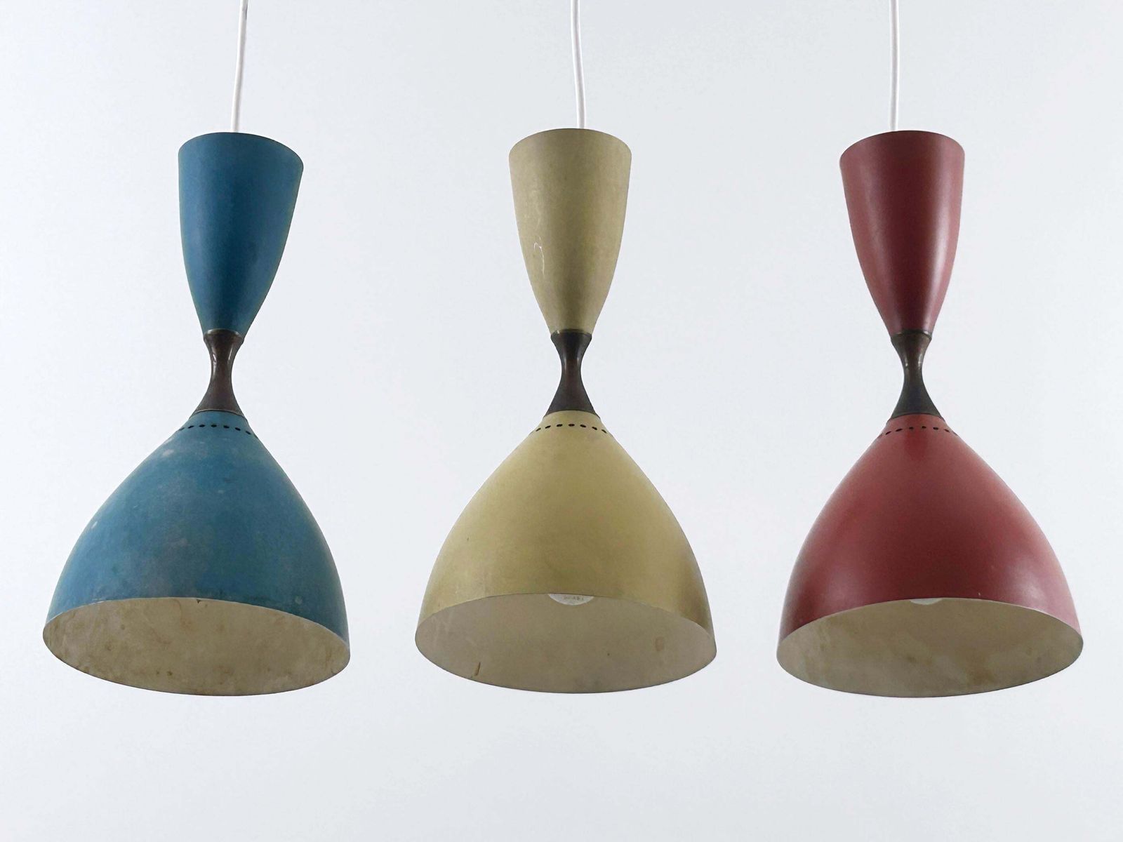 Set Of Three Diabolo Pendant Lamps By Svend Middelboe For Nordisk Solar 1958 photo buy