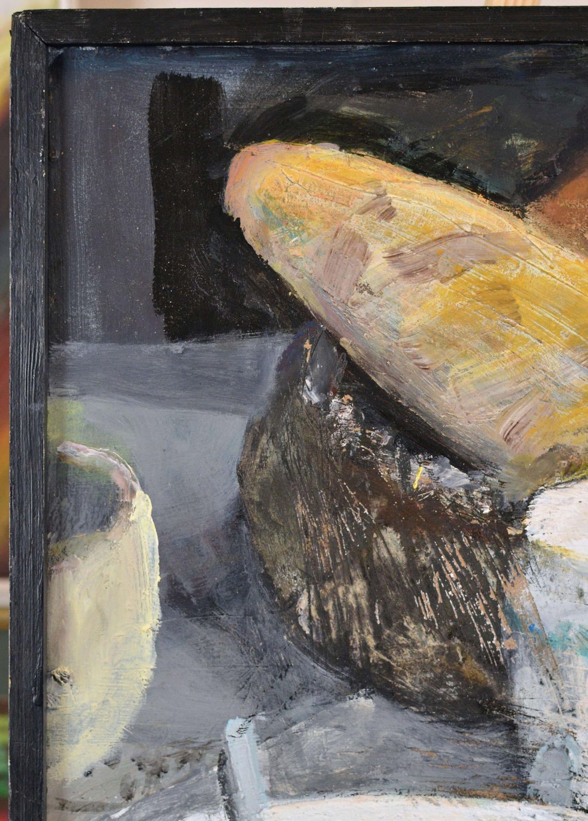 Imants Vecozolsstill Life With Baguette. Cardboard, Oil. 57x49 Cm1999 photo vinterior