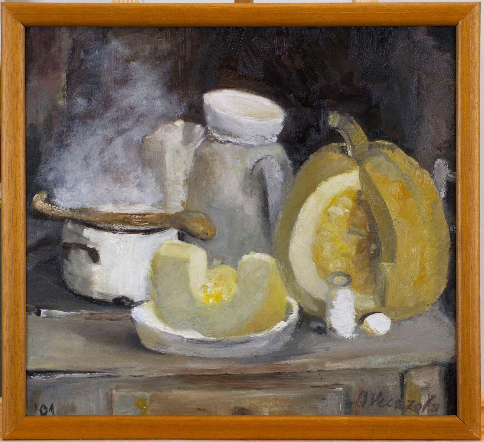 Imants Vecozolsstill Life On The Stove. Oil On Cardboard. 33.5x37 Cm1999 photo furniture