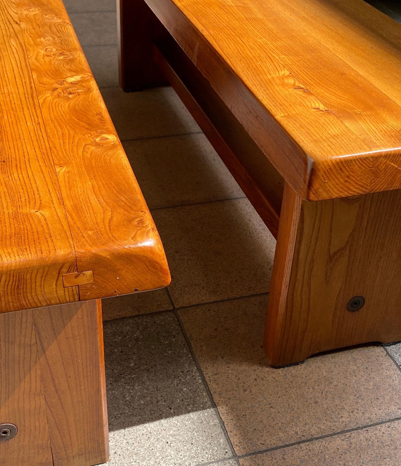Pierre Chapo   T14a Table And Benches Set   Circa 1970 photo vintage