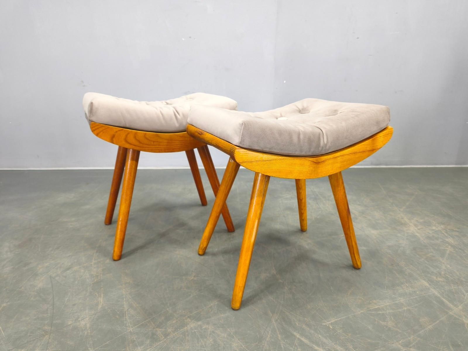 Mid Century Solid Maple Footstools With Curved Frames, 1960s photo for sale