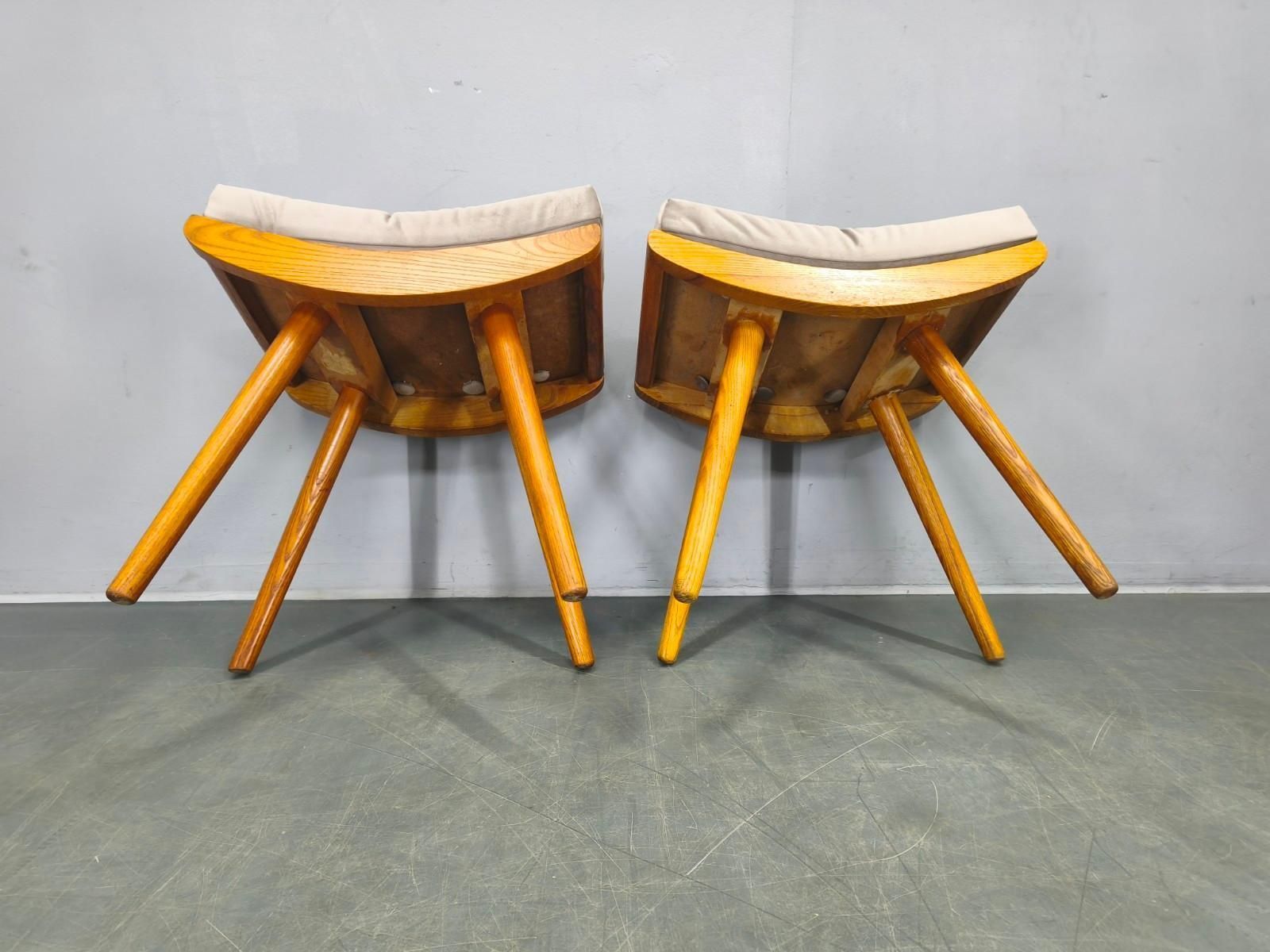Furniture Mid Century Solid Maple Footstools With Curved Frames, 1960s photo