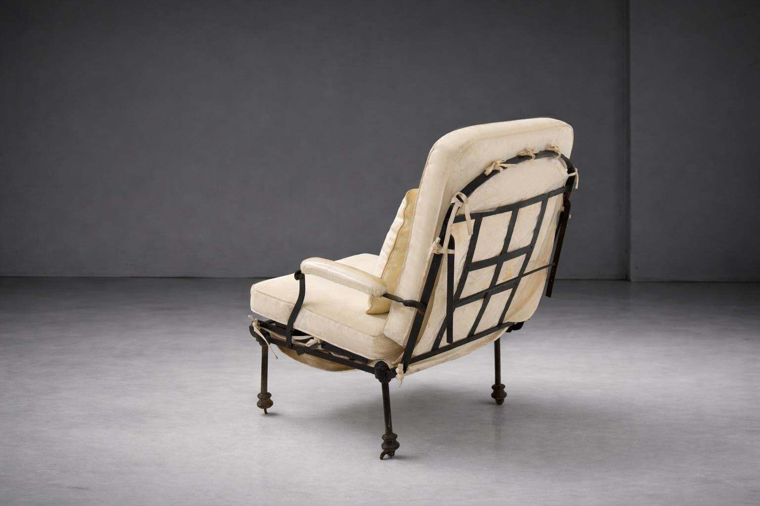 French Art Deco Country Deck Chair In Iron With Fabric Cushions photo Furniture