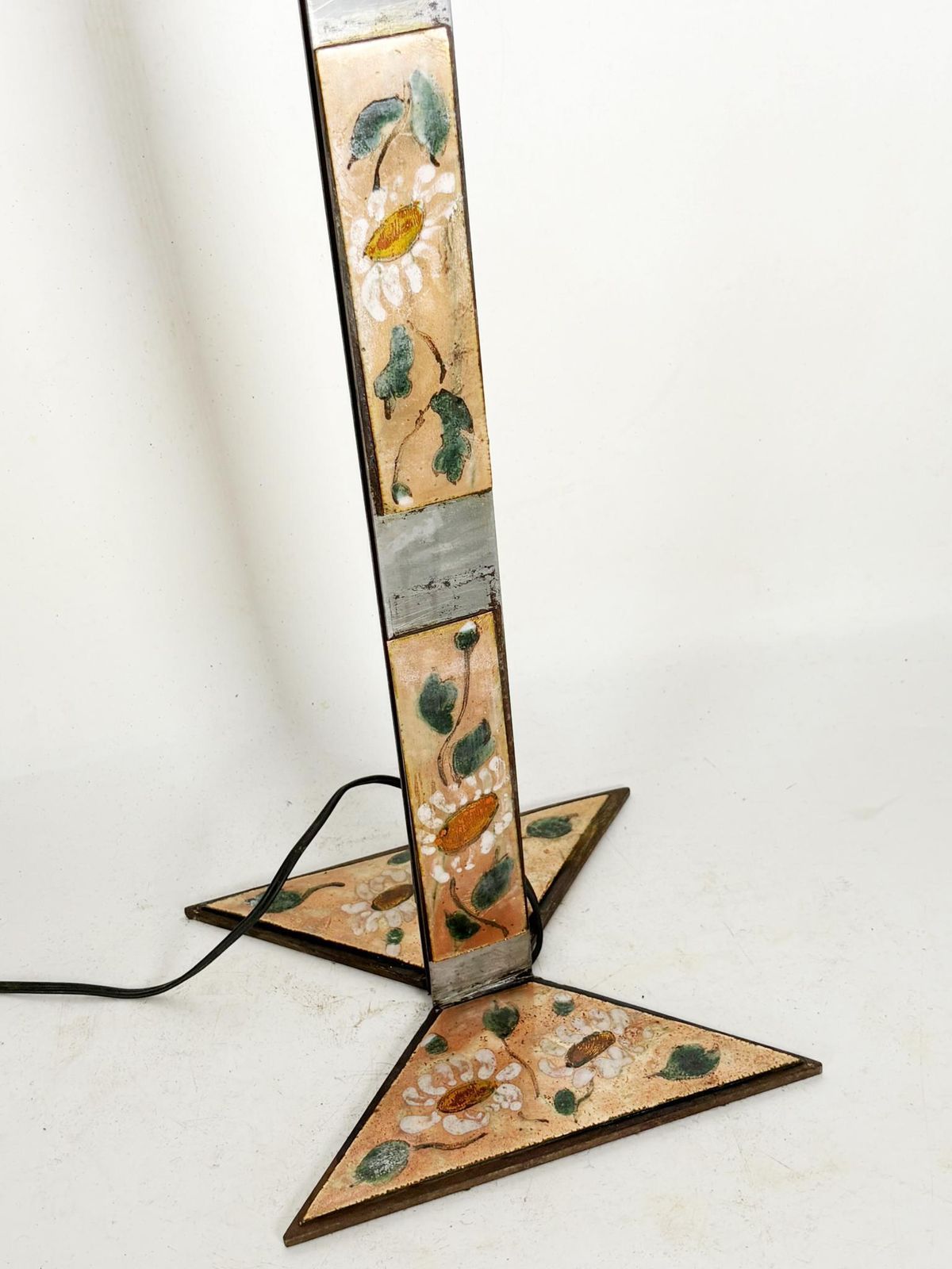 photo for sale Metal Lamp With Floral Decoration, France, 1970