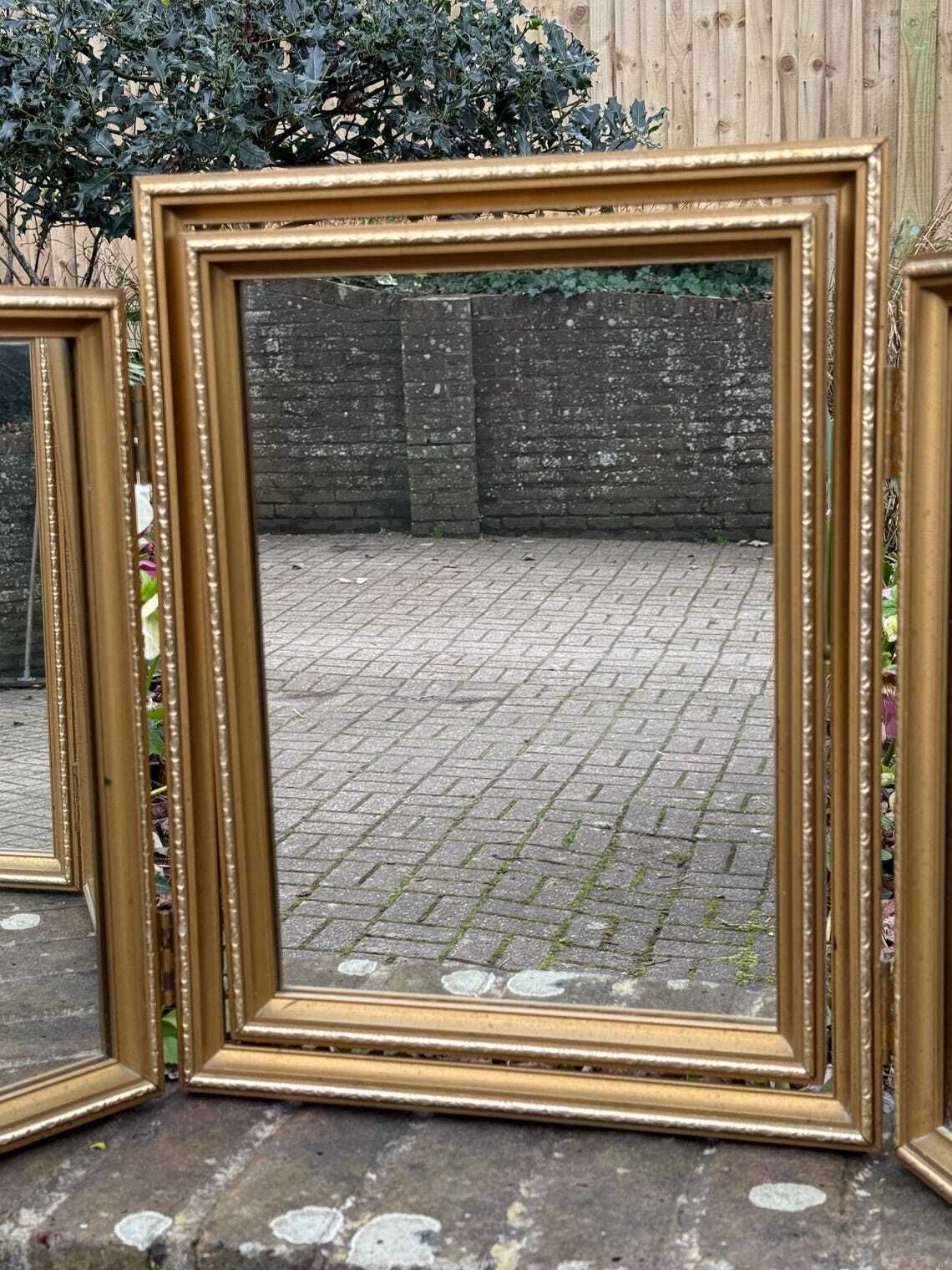 Quality Original Vintage 1970s Gold Triple Dressing Table Mirror Ornate Folding Vanity Mirror photo for sale