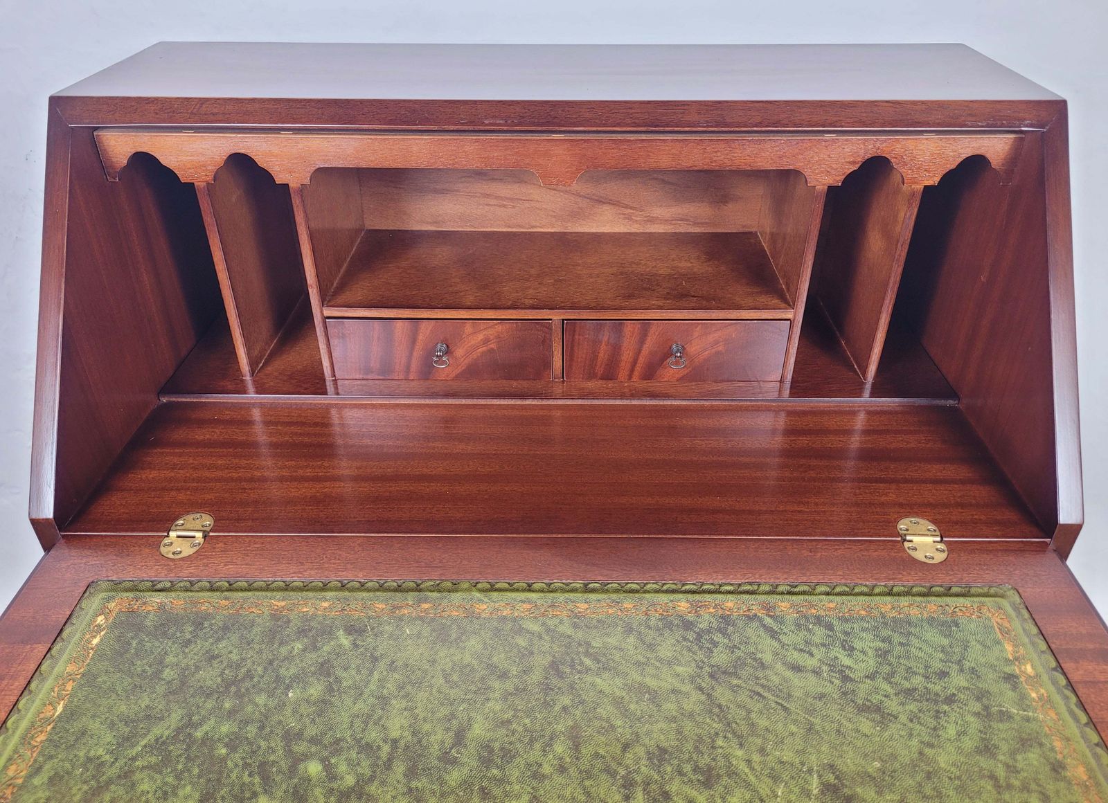 Vintage Writing Desk Bureau Key Lockable Drawers Leather 1950 photo 630.0