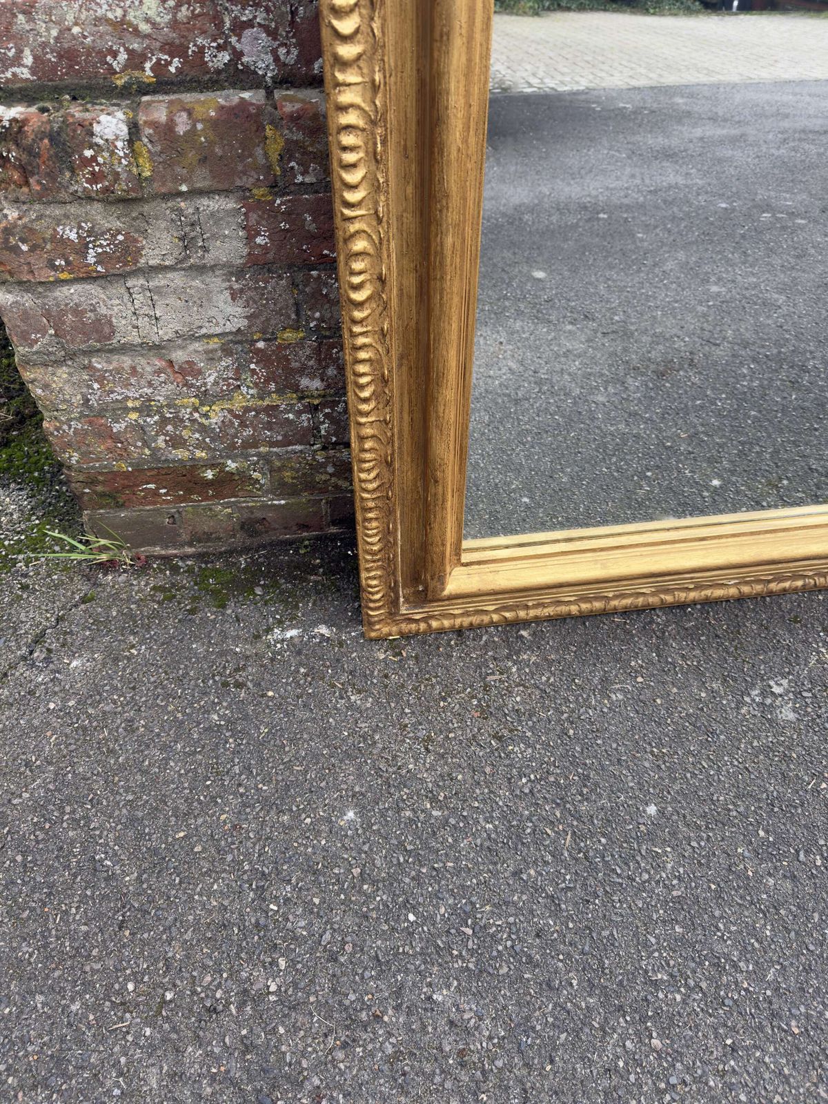 An Exceptional Large Antique English 19th C Shape Top Framed Gilt Mirror. photo 2495.0