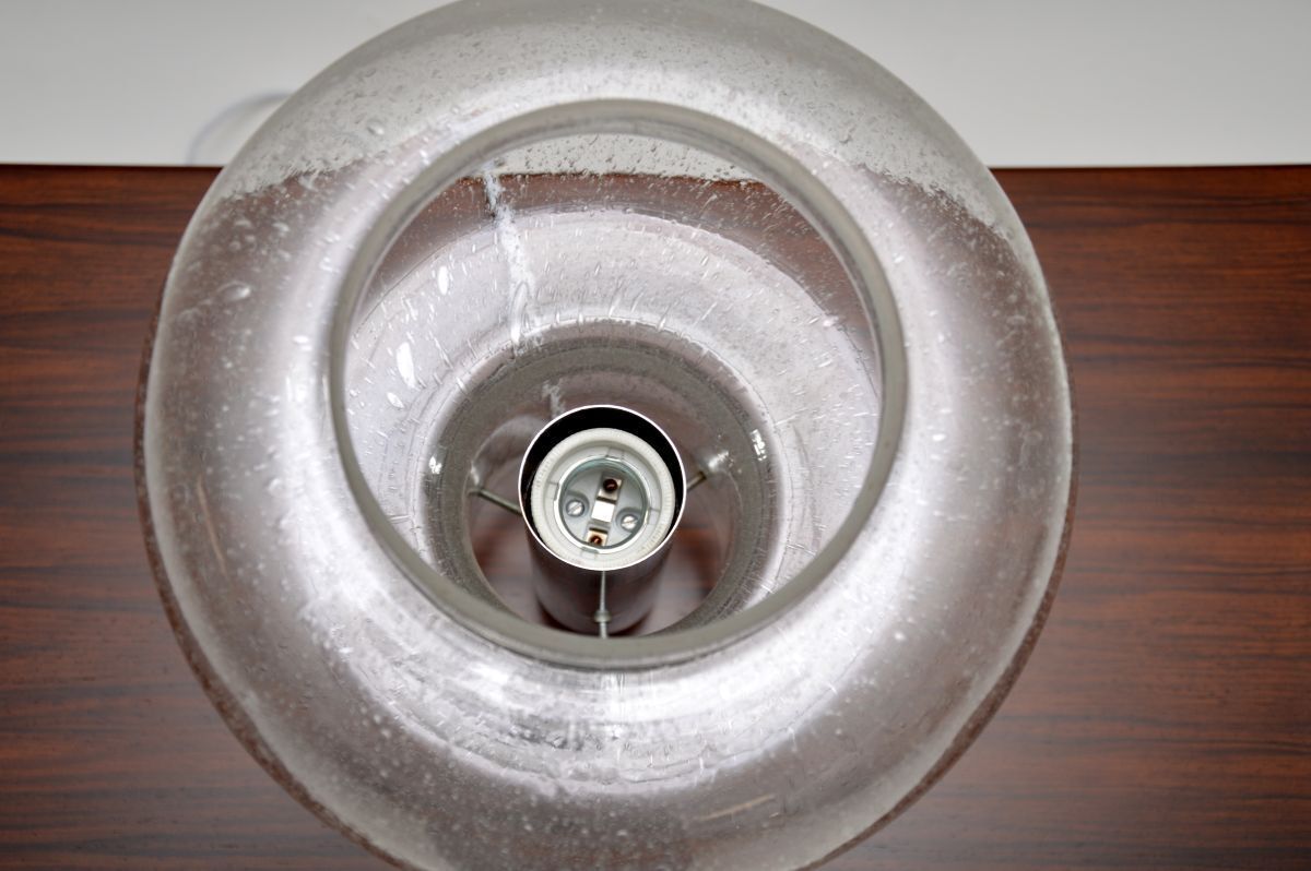 Vintage French Glass And Chrome Table Lamp photo buy