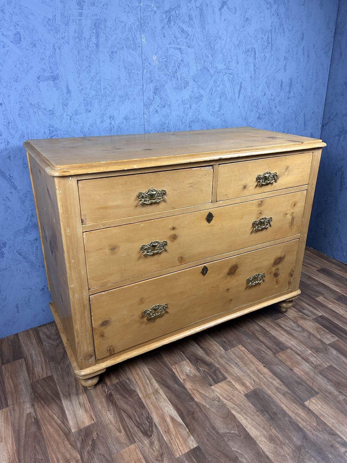 Antique Early Victorian Pine Chest Of Drawers Large photo furniture