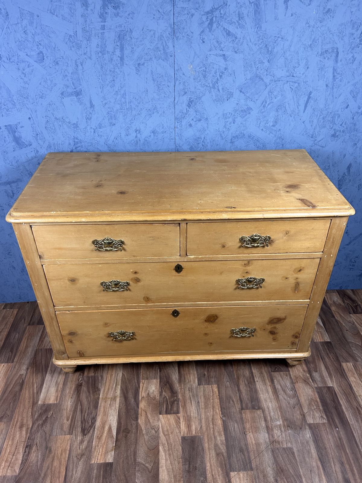 550.0 Antique Early Victorian Pine Chest Of Drawers Large photo