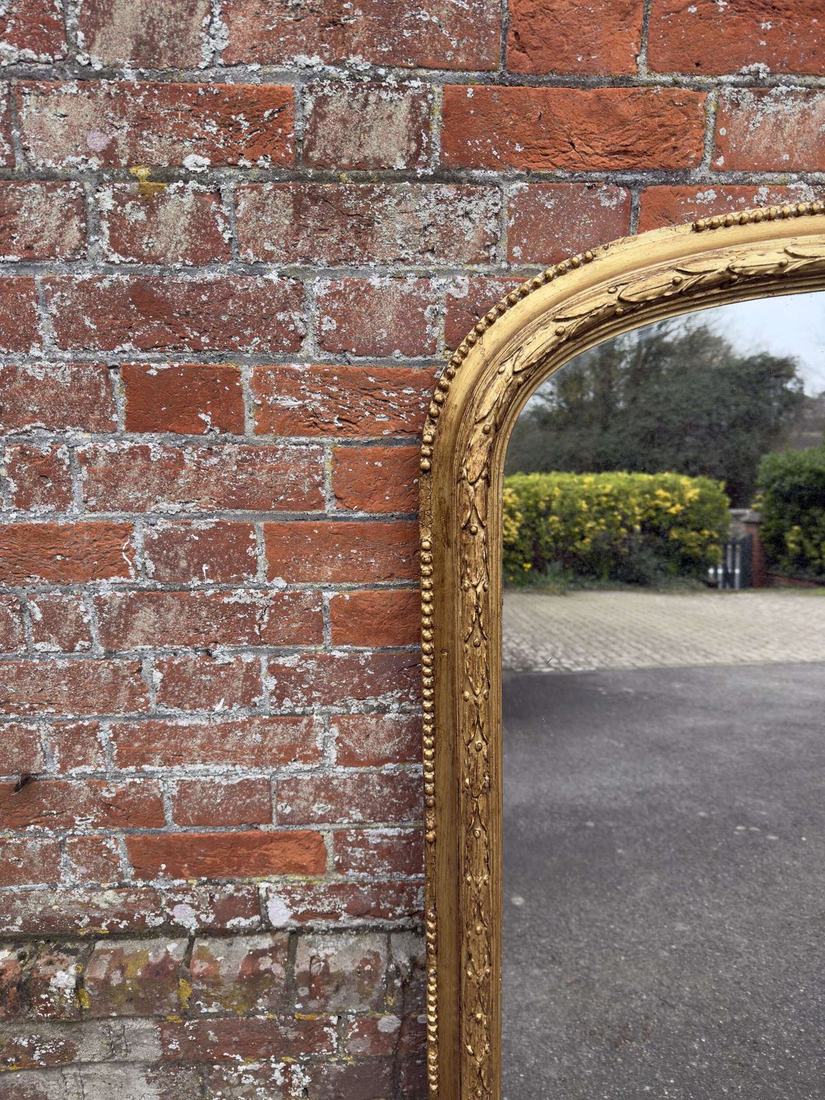 A Fabulous Large Antique English 19th C Arched Top Gilt Overmantle Mirror. photo Home Decor