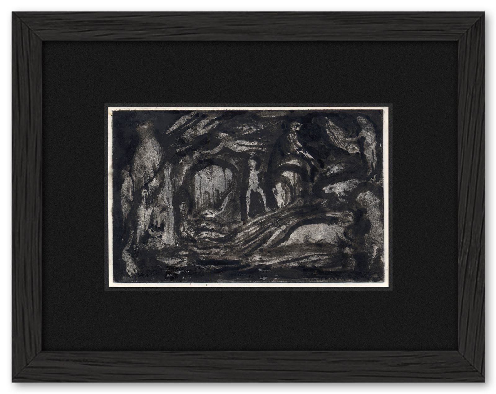 Mysterious Signed Visionary Miniature Painting By Hendrik Lek
