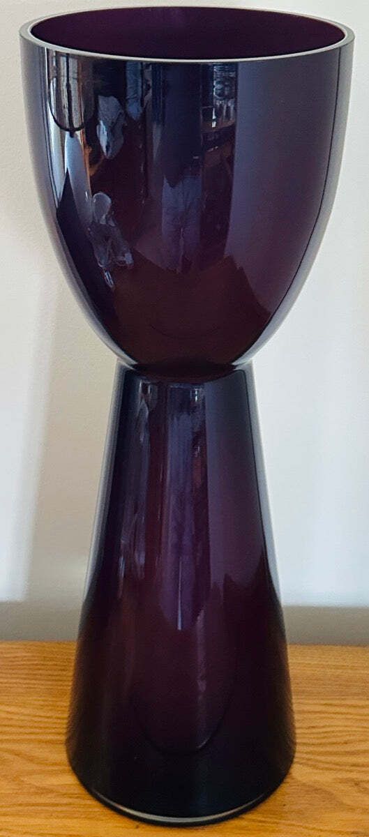 Large 1960s Scandinavian Purple White & Clear Encased Glass Vase Attr. Holmegaard photo furniture