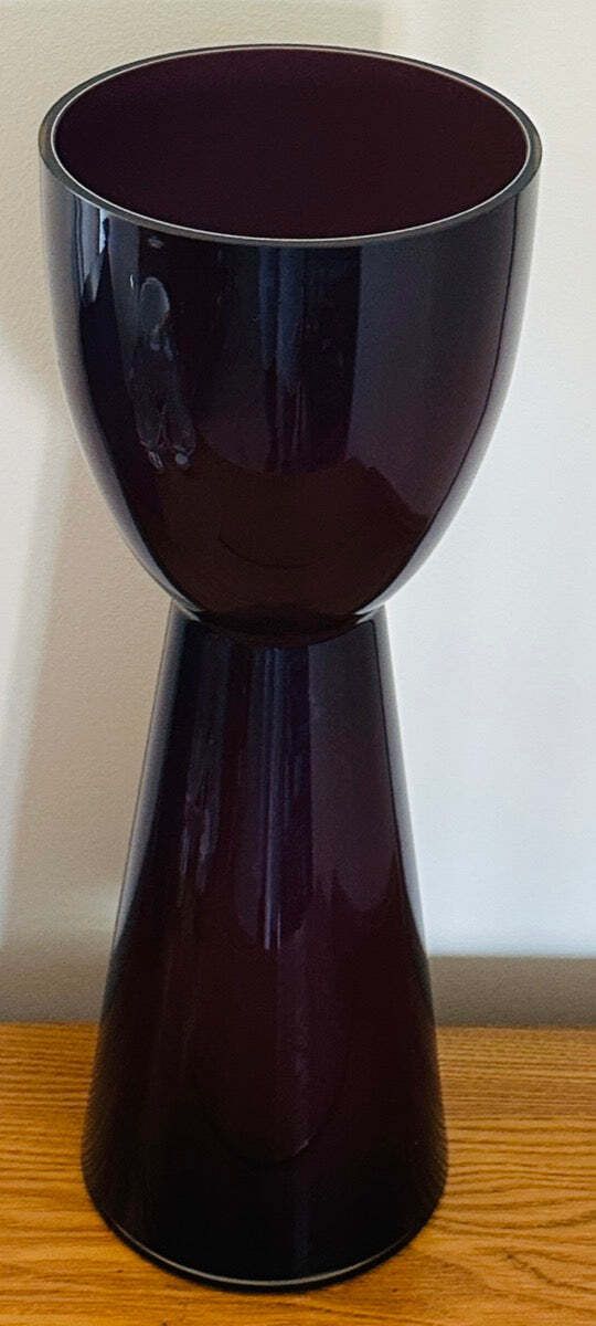 Large 1960s Scandinavian Purple White & Clear Encased Glass Vase Attr. Holmegaard photo Home Decor