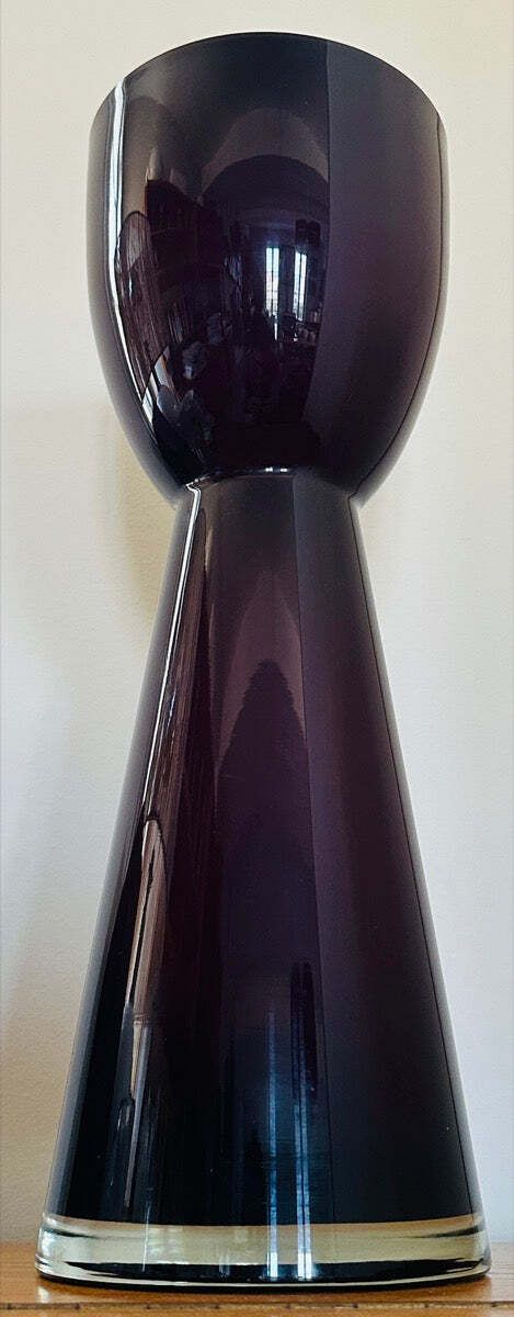 Large 1960s Scandinavian Purple White & Clear Encased Glass Vase Attr. Holmegaard photo buy