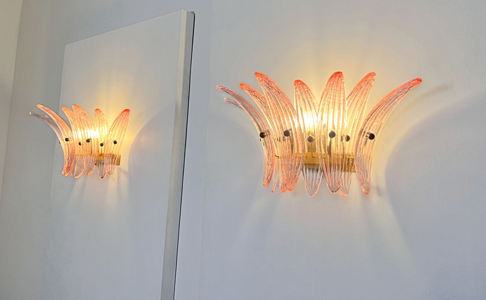 photo for sale Vintage Palmette Wall Light   Pink Glasses