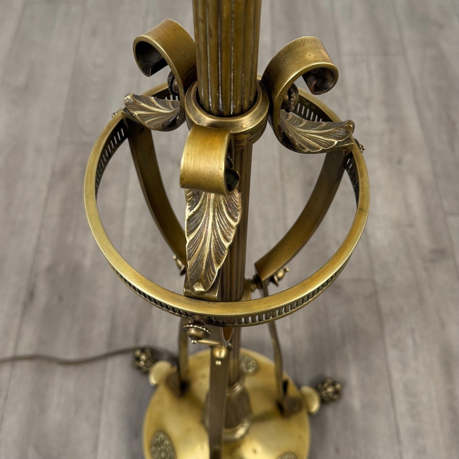 Antique 19th Century Decorative Brass Floor Standing Lamp ( Af 5278 ) photo vinterior