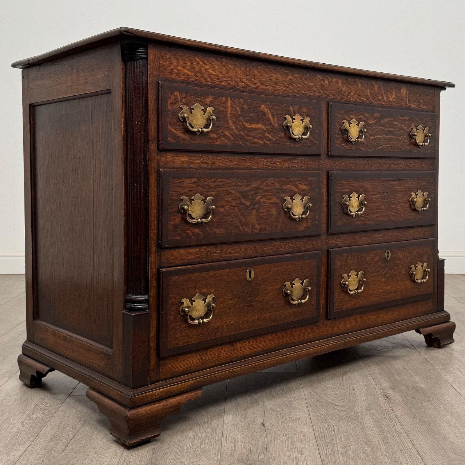Antique 18th Century Georgian Lancashire Chest In Oak ( Af 5221 ) photo vintage